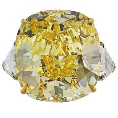 28.02 Carat Fancy Intense GIA Cert Diamond Gold Ring