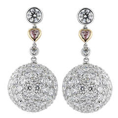 18.15 Carat GIA Cert Colorless and Pink Diamond Earrings 5