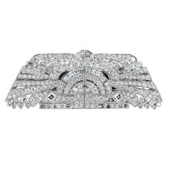 Art Deco Diamond Platinum Geometric Motif Double Clips Pin