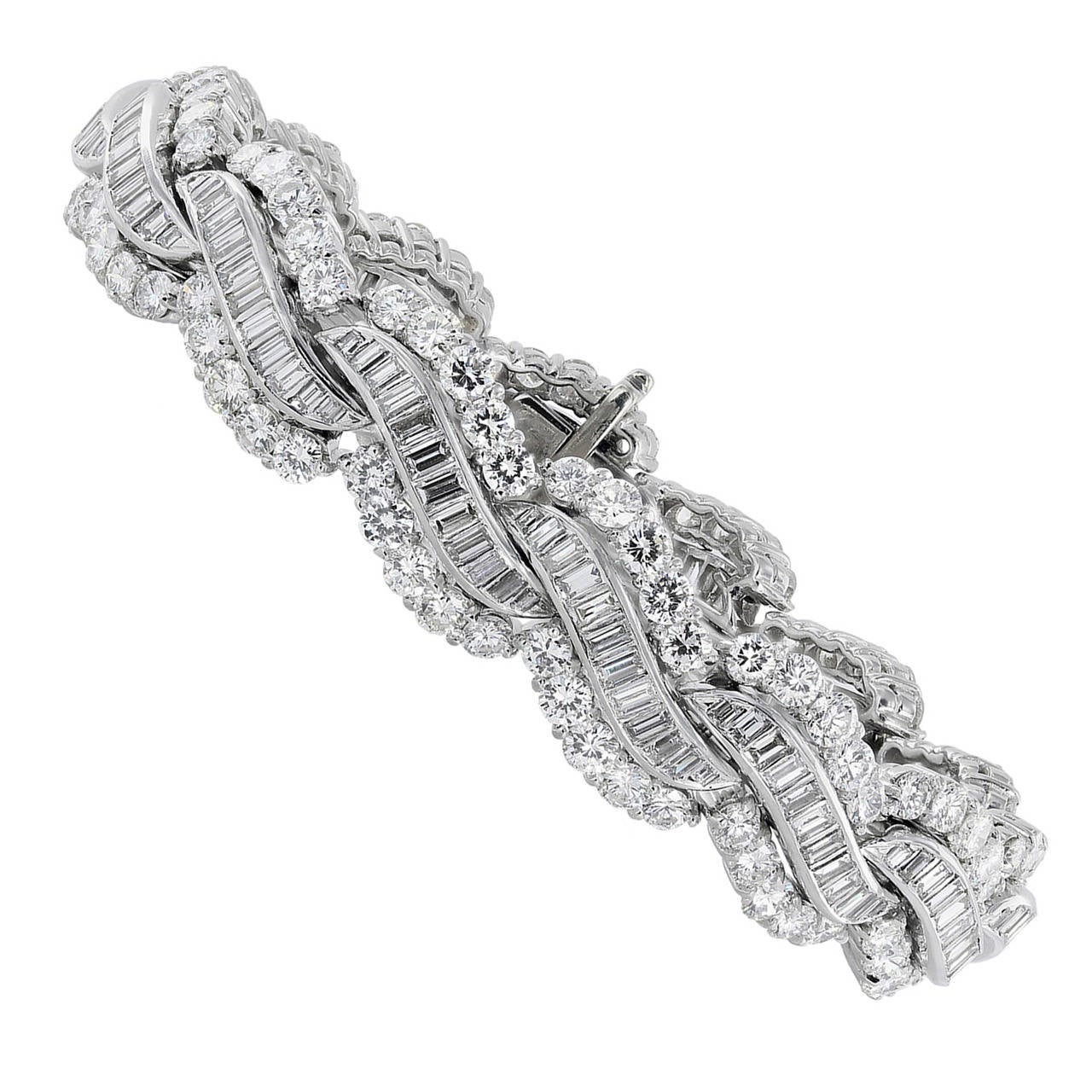 Retro 22 Carat Diamond Platinum Bracelet For Sale