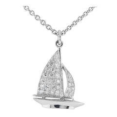 Diamond Platinum Sailboat Pendant