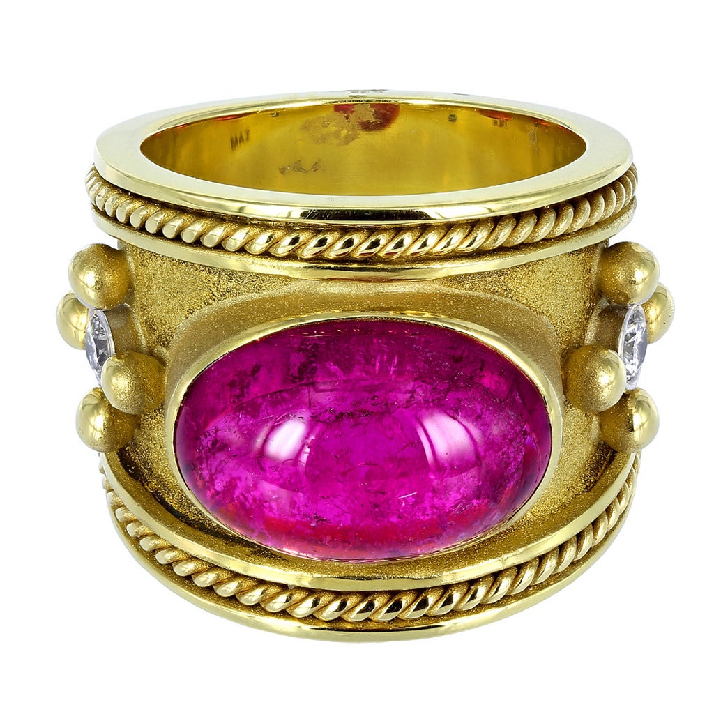 Tourmaline Diamond Gold Ring For Sale