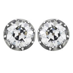 8.18 Carat Old European Diamond Stud Earrings