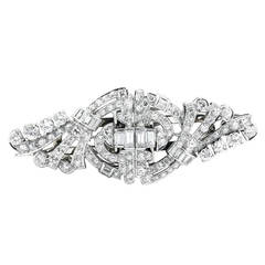 Art Deco 5.50 Carat Diamond Clips and Pin