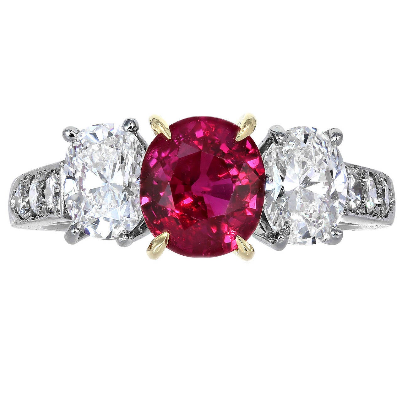 1.98 Carat Ruby Diamond Ring For Sale