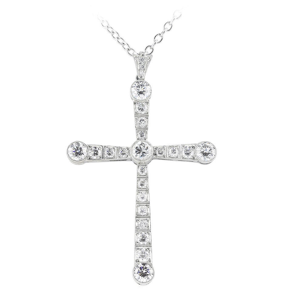Diamond Platinum Cross Pendant
