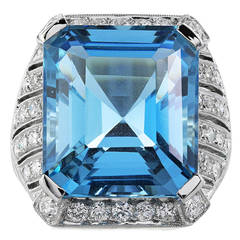 15.15 Carat Aquamarine Diamond Platinum Ring 3