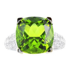 Peridot Pave Diamond Gold Ring 6