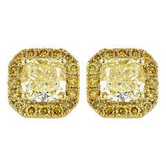 1.17 Carat Yellow Diamond Gold Stud Earrings 9