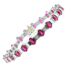 Burma Ruby Diamond Platinum Line Bracelet 1