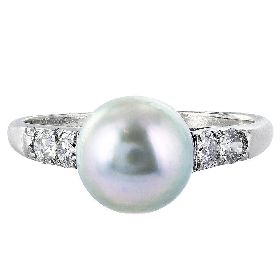 Tahitian Pearl and Diamond Ring