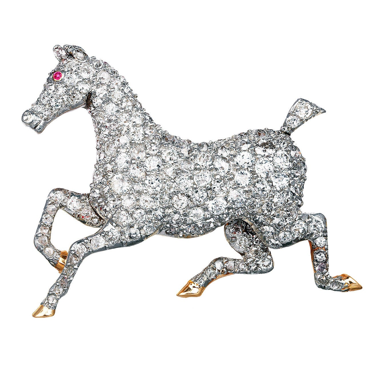 Edwardian Diamond Horse Pin For Sale at 1stDibs