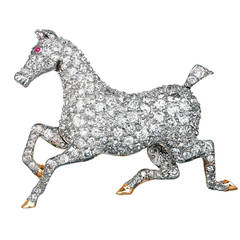 Edwardian Diamond Horse Pin