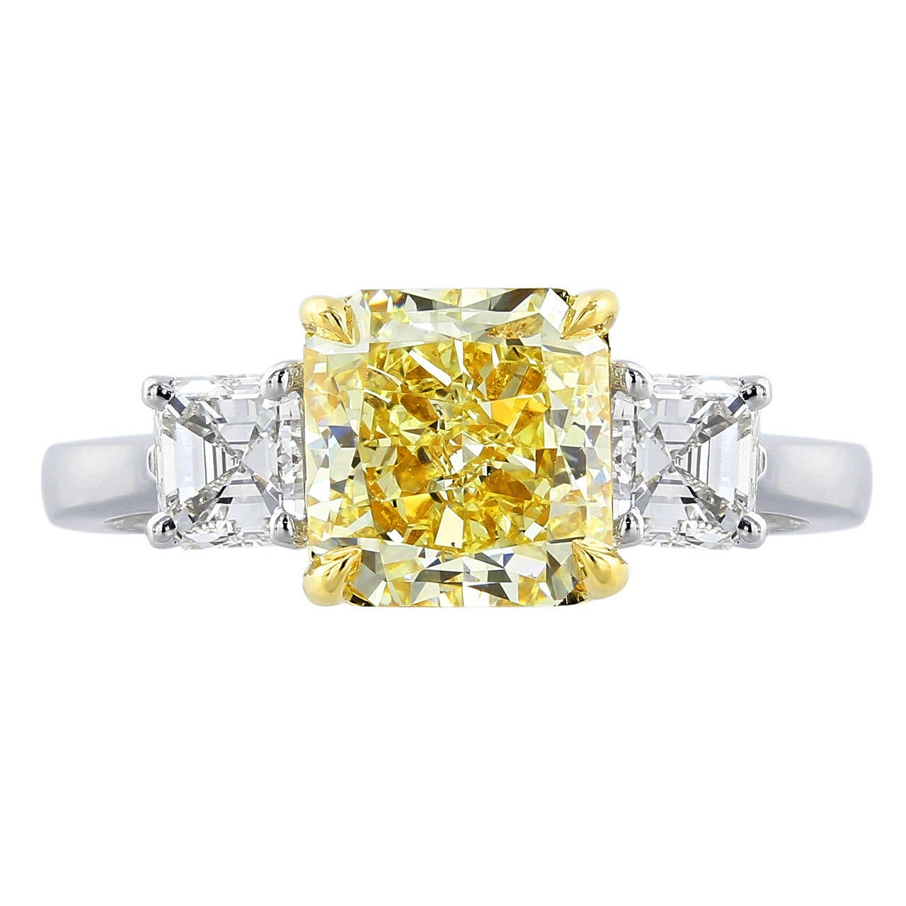 2.48 Carat Yellow Diamond Ring For Sale