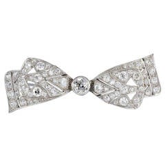 Art Deco Diamond Platinum Bow Pin