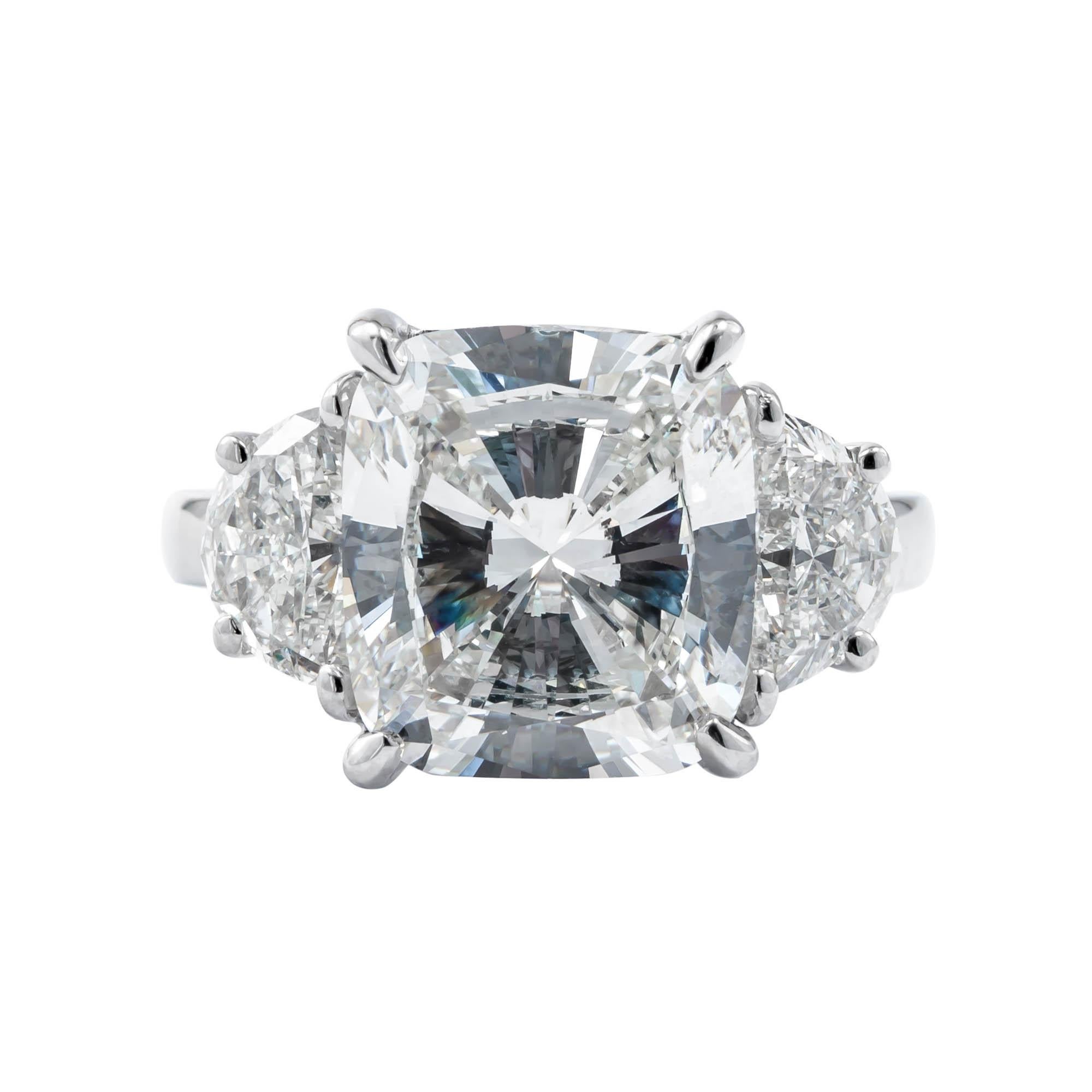 GIA Certified 5.01 Carat H/SI2 Three-Stone Diamond Engagement Ring For Sale