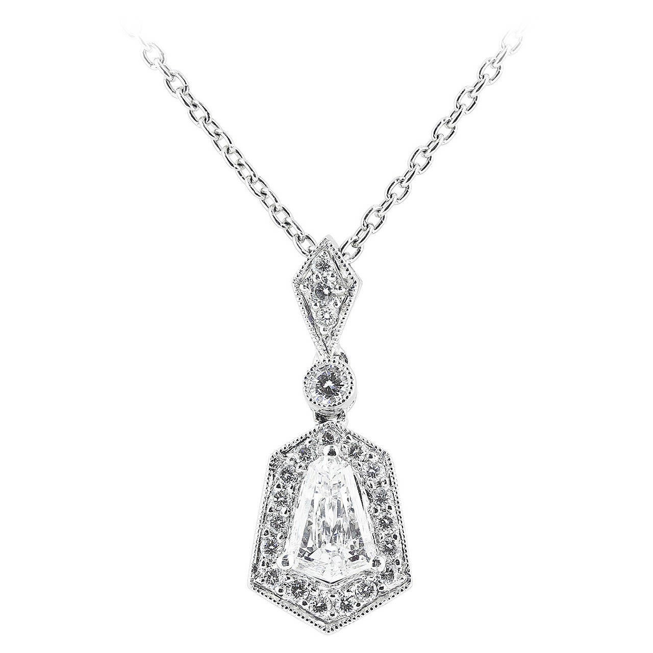 1.20 Carat Diamond Platinum Pendant For Sale