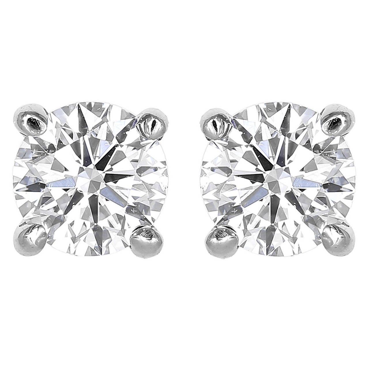 6.04 Carats GIA Cert Round Brilliant Cut Diamond gold Stud Earrings