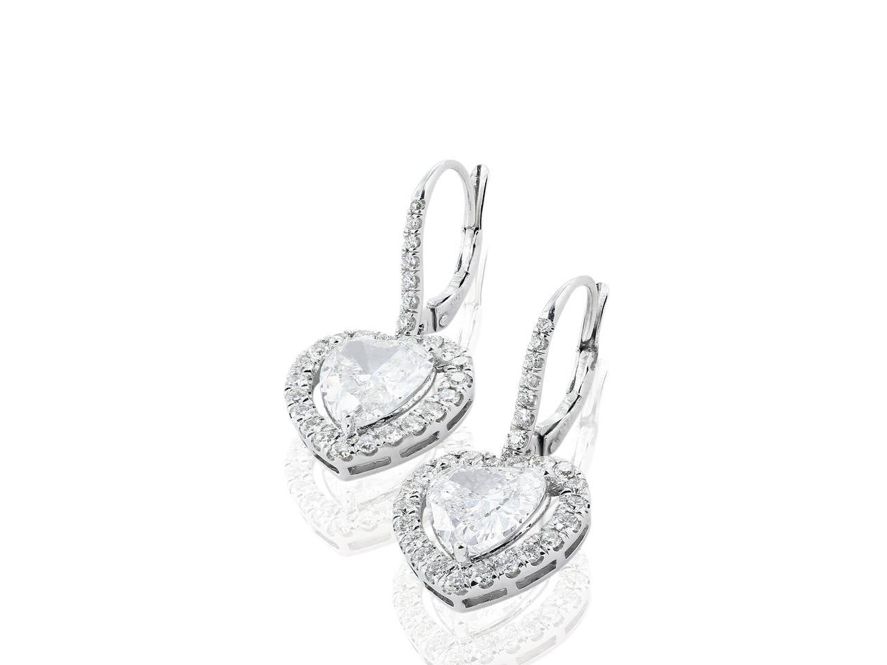 Contemporary 4.35 Carat GIA Cert Diamond Platinum Earrings For Sale
