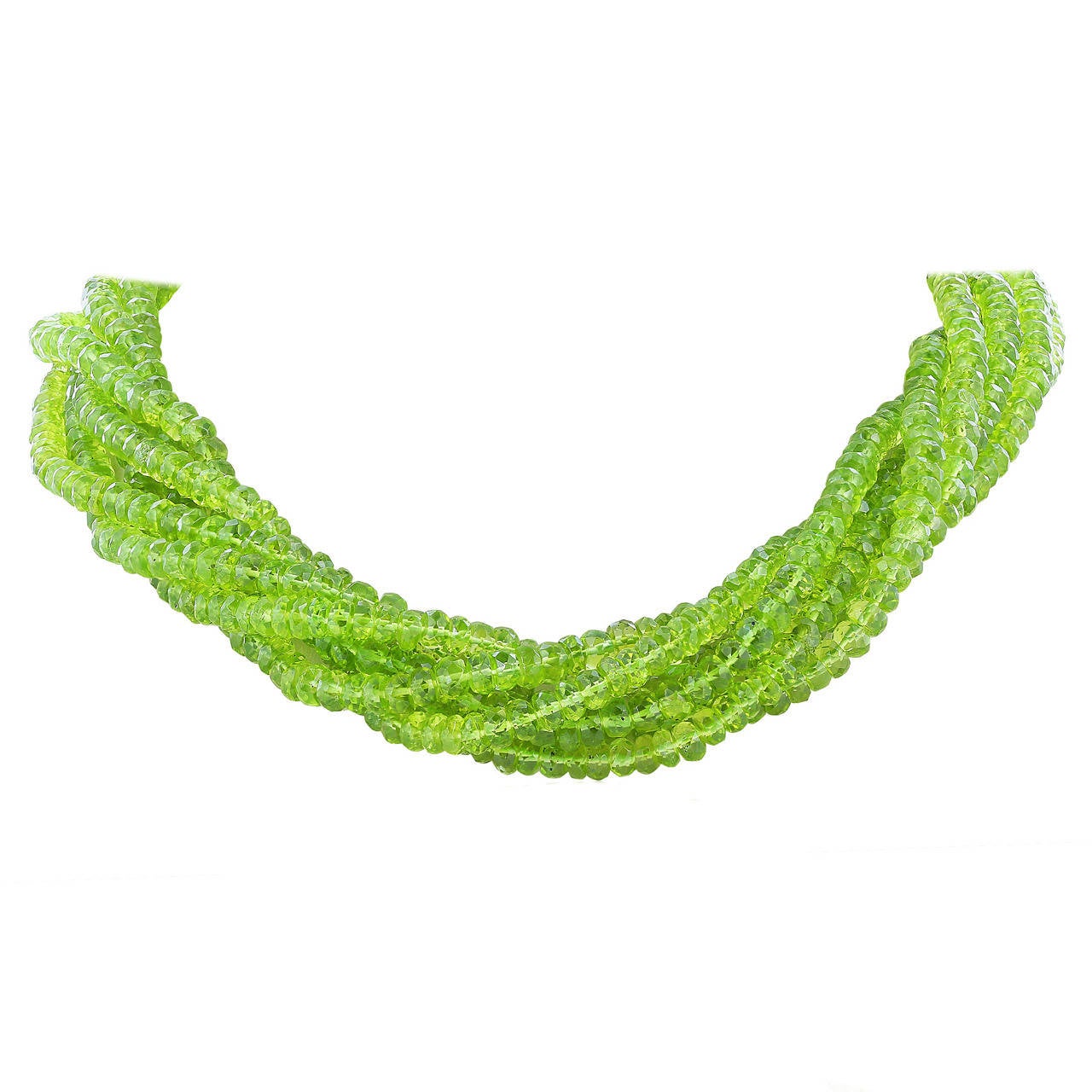 Peridot Bead Torsade Necklace For Sale at 1stDibs | peridot bead ...