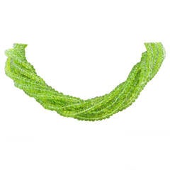 Peridot Bead Torsade Necklace