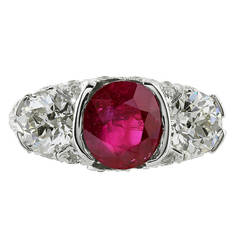 3.52 Carat Burma Ruby Diamond Platinum Ring