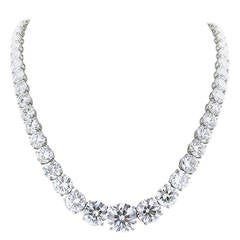 77.05 Carat Diamond Platinum Riviere Necklace