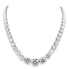 77.05 Carat Diamond Platinum Riviere Necklace 10