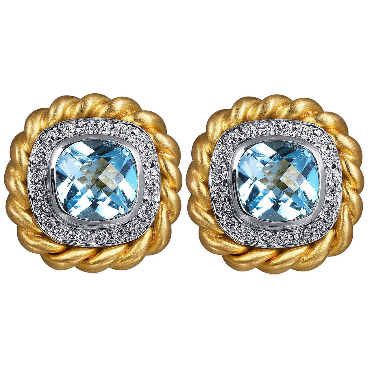 Topaz and Diamond Earrings For Sale