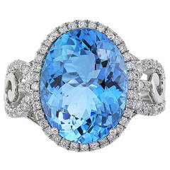 6.70 Carat Aquamarine Diamond Gold Cocktail Ring 8