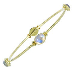 Moonstone and Gold Bangle Bracelet 8