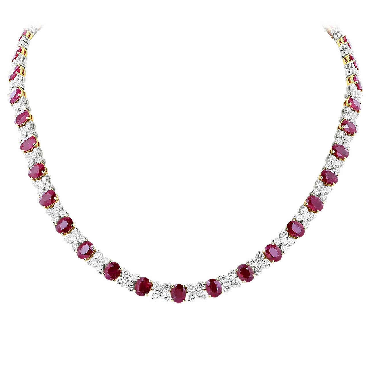 Burma Ruby and Diamond Necklace For Sale