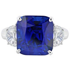 11.14 Carat Sapphire Diamond Platinum Three Stone Ring