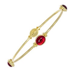 Pink Tourmaline and Gold Bangle Bracelet