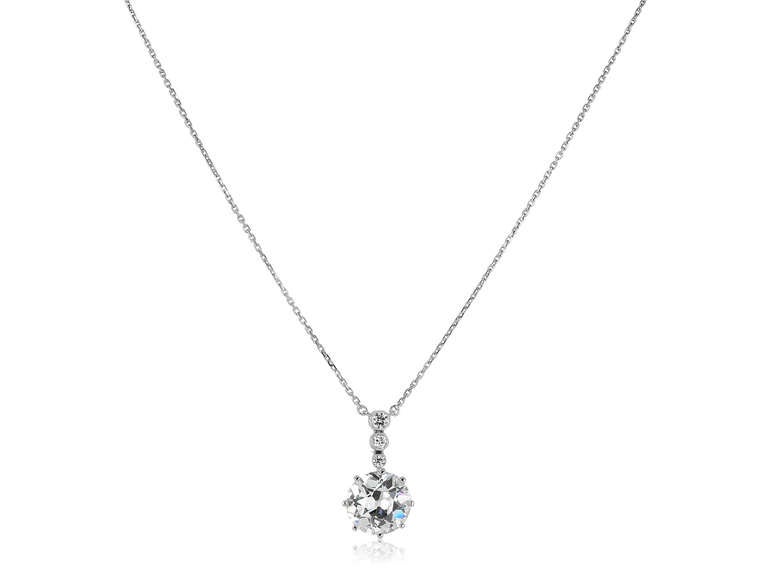 7.01 Carat  Vintage Old European Cut Diamond Pendant In Excellent Condition In Chestnut Hill, MA