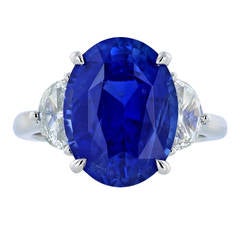 Untreated 8.10 Carat Ceylon Sapphire and Diamond Ring