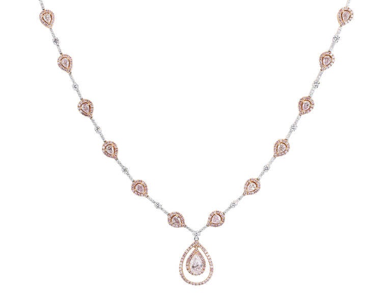 Modern Natural Pink Diamond Necklace