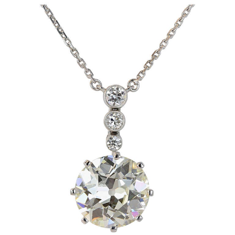 7.01 Carat  Vintage Old European Cut Diamond Pendant