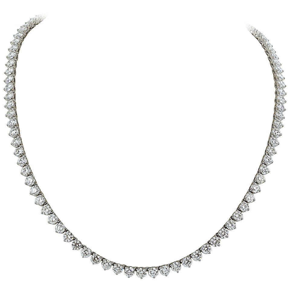 46 Carat Opera Length Diamond Platinum Necklace For Sale at 1stDibs