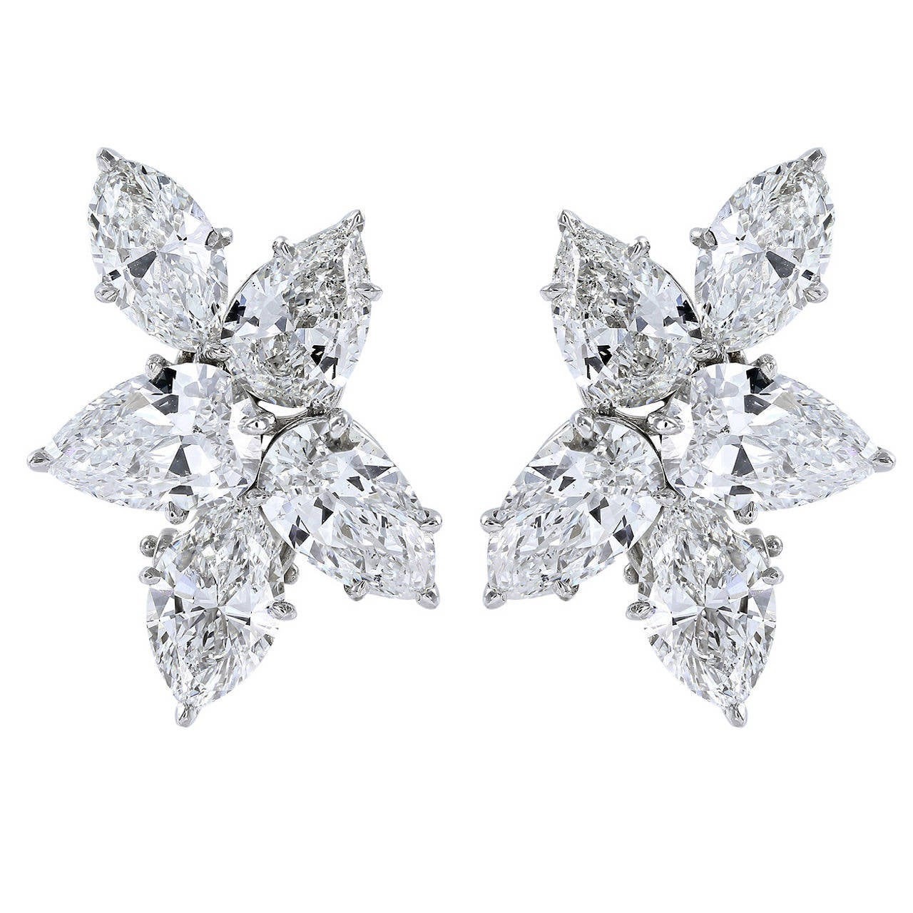 9.02 Carat Fancy Shape Diamond Platinum Cluster Earrings For Sale