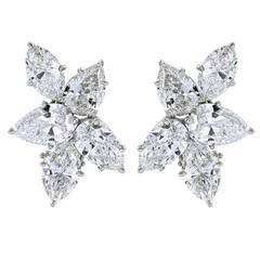 9.02 Carat Fancy Shape Diamond Platinum Cluster Earrings