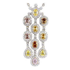 2.68 Carat Fancy Multi Color Diamond gold Drop Pendant