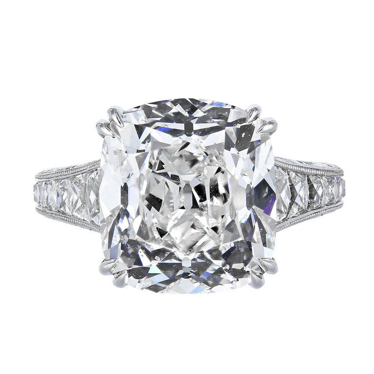 10.05 Carat Cushion Cut GIA H SI1 Cert Diamond Ring at 1stDibs