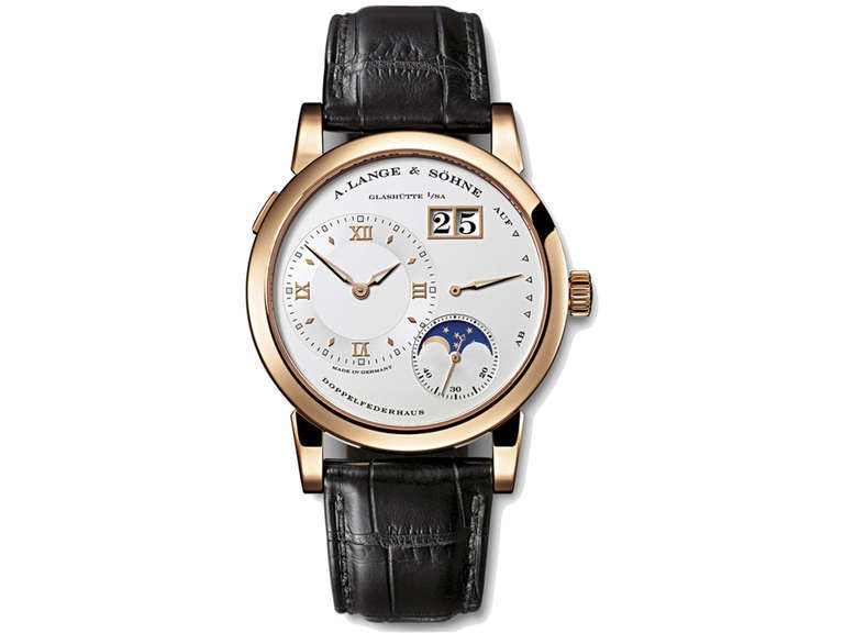 A. Lange & Sohne Rose Gold Lange 1 Moonphase Wristwatch In Excellent Condition In Chestnut Hill, MA