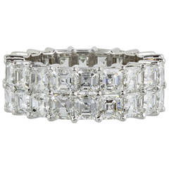8.61 Carat Asscher Diamond Platinum Double Row Eternity Band 4