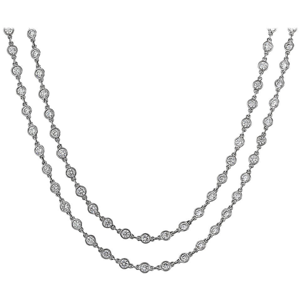 13.21 Carat Diamond Platinum Chain Necklace For Sale