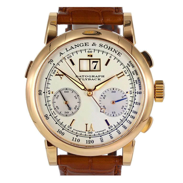 A. Lange & Sohne Rose Gold Datograph Flyback Date Chronograph Wristwatch  For Sale