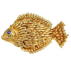 Tiffany & Co. Sapphire Gold Fish Brooch