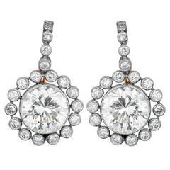 3.19 Carat Diamond Cluster Drop Earrings