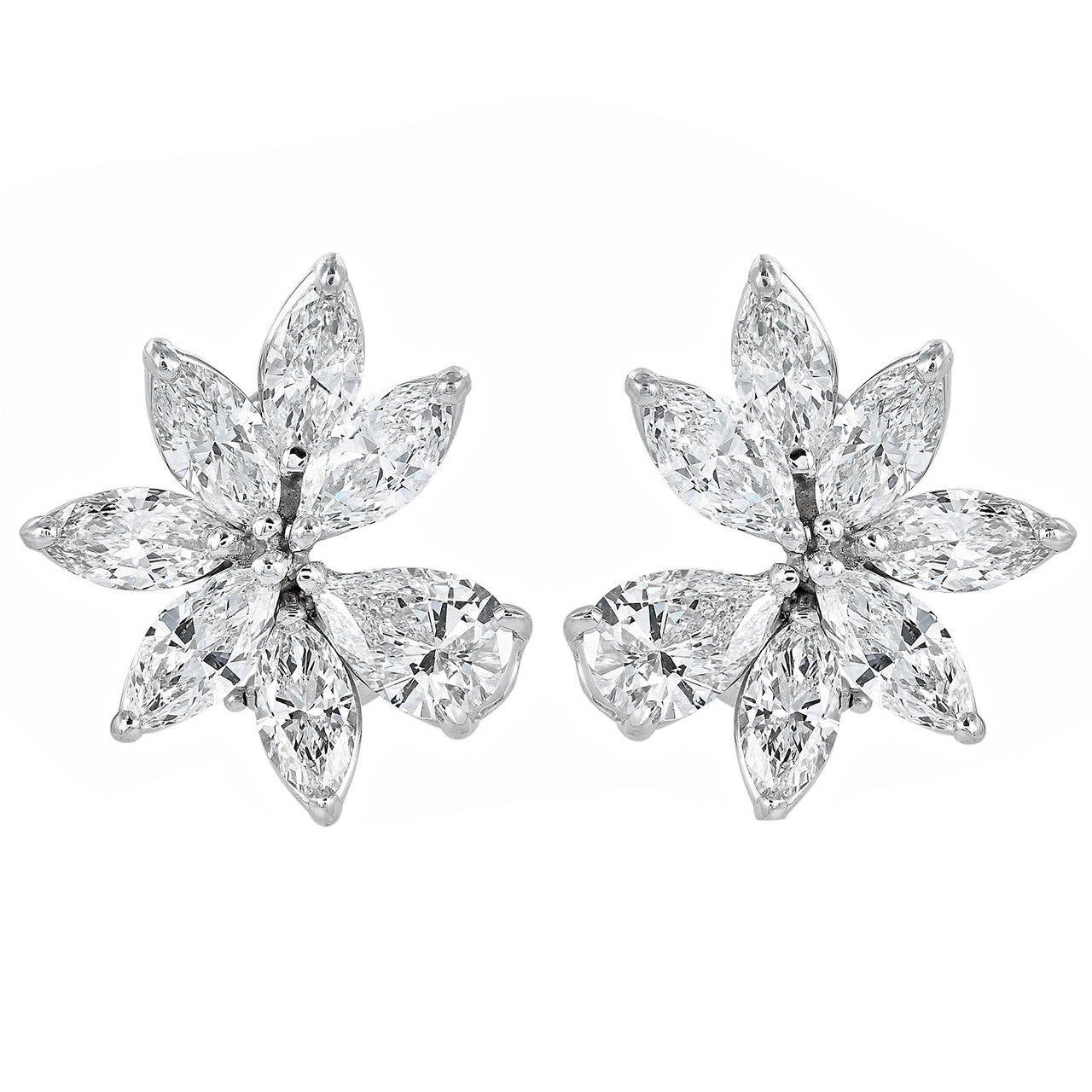 10.50 Carat Diamond Cluster Earrings (Platinum) For Sale